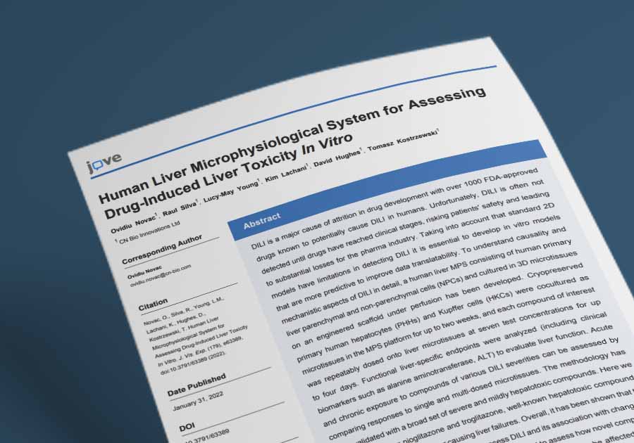 Human Liver Microphysiological System for Assessing Drug Induced Liver Toxicity In Vitro |