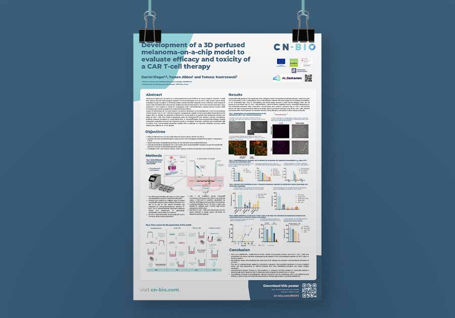 cnb1683 development of a 3D perfused melanoma on a chip model poster mock v1 | Preclinical CAR T-cell testing